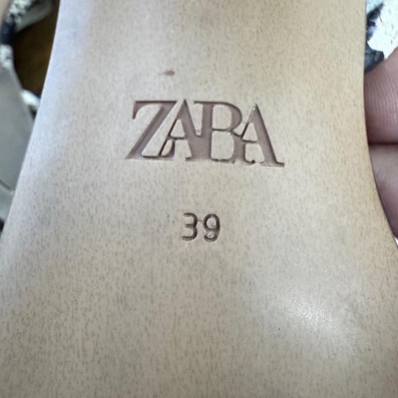 Zara Faux Leather Snake Print Heeled Sandals - Picture 8 of 10